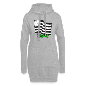 Logo Vert Fluo - Sweat-shirt à capuche long Femme - gris chiné - Devant
