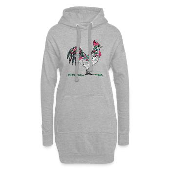 Coq - Sweat-shirt à capuche long Femme - gris chiné - Devant