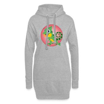 Tanzende Eidechse - Hoodie-Kleid - Grau meliert - Vorne