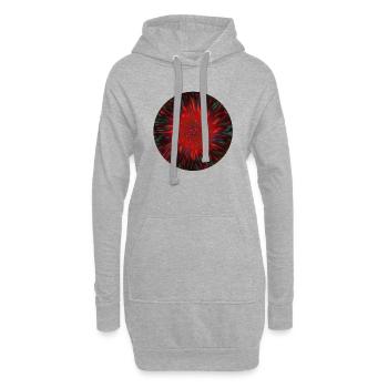 Red Green Abstract Tie Dye Flower Motive - Hoodie-Kleid - Grau meliert - Vorne