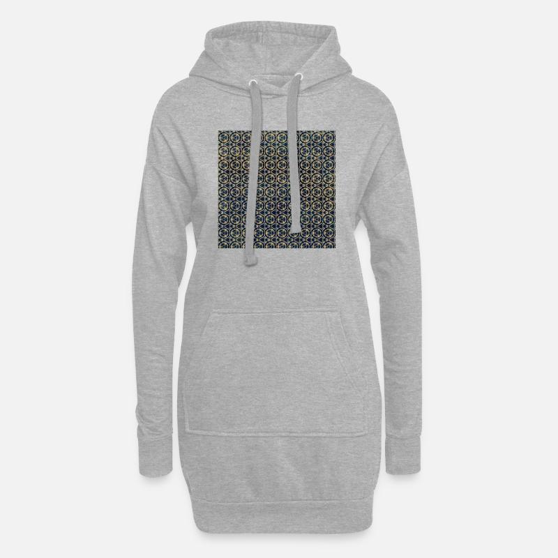 Gold Tie Dye Textile Pattern - Hoodie Dress - heather grey