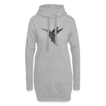 Graustufen Hummingbird Grafik Vogel  - Hoodie-Kleid - Grau meliert - Vorne