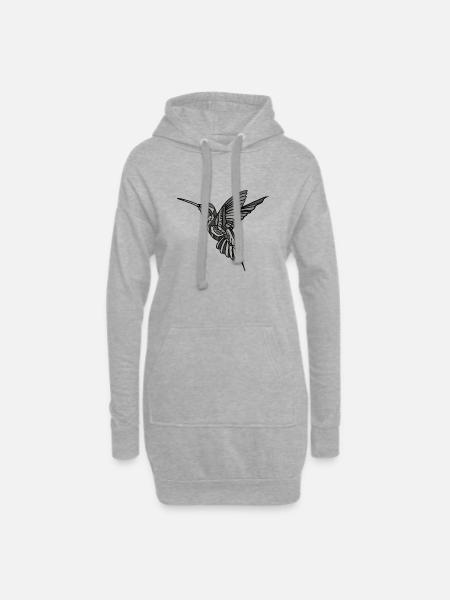 Graustufen Hummingbird Grafik Vogel  - Hoodie-Kleid - Grau meliert