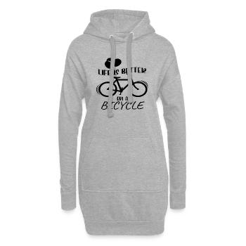 La vie est meilleure sur un vélo - Sweat-shirt à capuche long Femme - gris chiné - Devant