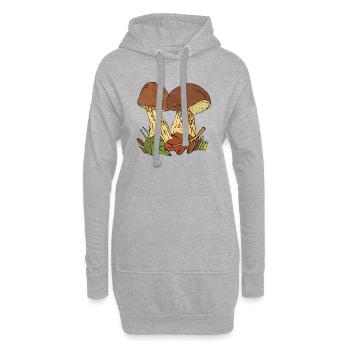 Pilze - Hoodie-Kleid - Grau meliert - Vorne