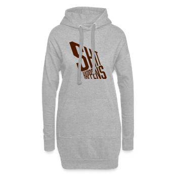 Shit happens Zitat Unglück - Hoodie-Kleid - Grau meliert - Vorne
