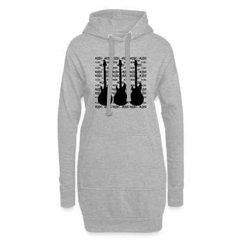 Guitares - Sweat-shirt à capuche long Femme - gris chiné - Devant