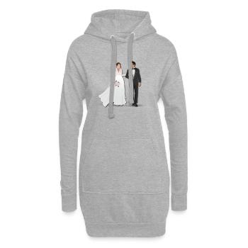 couple marié - Sweat-shirt à capuche long Femme - gris chiné - Devant