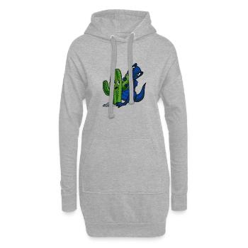 Dino und Kaktus - Hoodie-Kleid - Grau meliert - Vorne