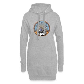 Paon sur un fond abstrait à l’infini - Sweat-shirt à capuche long Femme - gris chiné - Devant