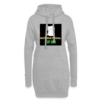 Journée internationale du chat 2022 - Sweat-shirt à capuche long Femme - gris chiné - Devant