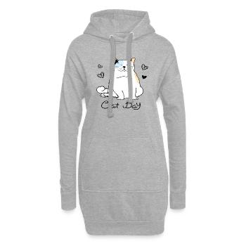 Cat Day - Hoodie Dress - heather grey - Front