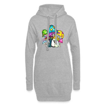 Verrückte Pilze - Hoodie-Kleid - Grau meliert - Vorne
