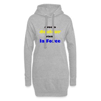 Avec la douleur vient la Force - Sweat-shirt à capuche long Femme - gris chiné - Devant