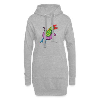 oiseau 11 - Sweat-shirt à capuche long Femme - gris chiné - Devant