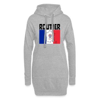 ROUTIER FRANCAIS - DRAPEAU BLEU BLANC ROUGE - Sweat-shirt à capuche long Femme - gris chiné - Devant