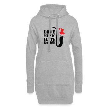 Musik bringt alle zusammen, Musik, Liebe - Hoodie-Kleid - Grau meliert - Vorne