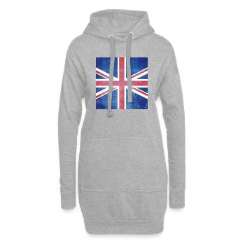 Grunge Union Jack British Flag - Hoodie Dress - heather grey - Front
