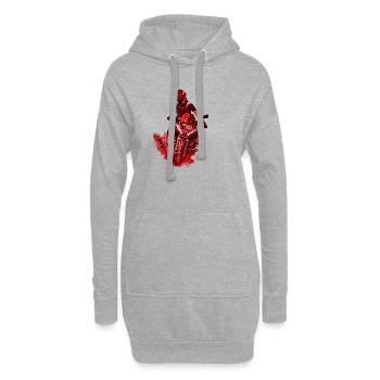 Motocross rouge - Sweat-shirt à capuche long Femme - gris chiné - Devant