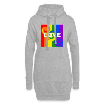 Logo «LOVE», coloré et liquéfié - Sweat-shirt à capuche long Femme - gris chiné - Devant