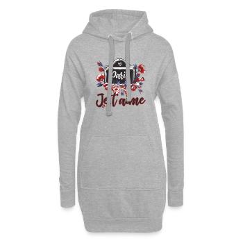 Plaques de rue Paris - Sweat-shirt à capuche long Femme - gris chiné - Devant