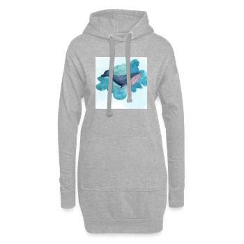 Baleine nage - Sweat-shirt à capuche long Femme - gris chiné - Devant