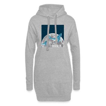 Baleine nage dans la lune - Sweat-shirt à capuche long Femme - gris chiné - Devant