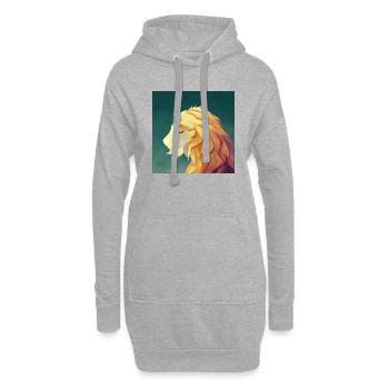 Tête de lion - Sweat-shirt à capuche long Femme - gris chiné - Devant