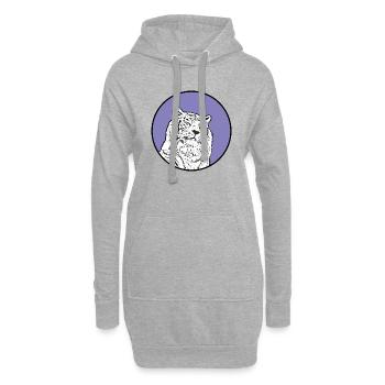 Weißes Tigerporträt - Hoodie-Kleid - Grau meliert - Vorne