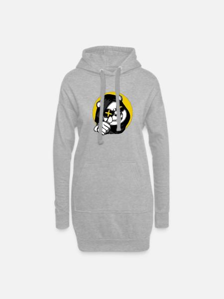 Bär und Panda - Hoodie-Kleid - Grau meliert