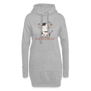Kuscheln und Kuh, gleich Kuhscheln. Lustige Kuh - Hoodie-Kleid - Grau meliert - Vorne