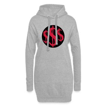Signe riche de 3 dollars - Sweat-shirt à capuche long Femme - gris chiné - Devant
