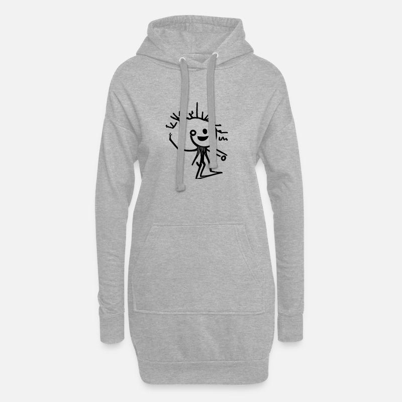 Strichmännchen Abstrakt - Hoodie-Kleid - Grau meliert