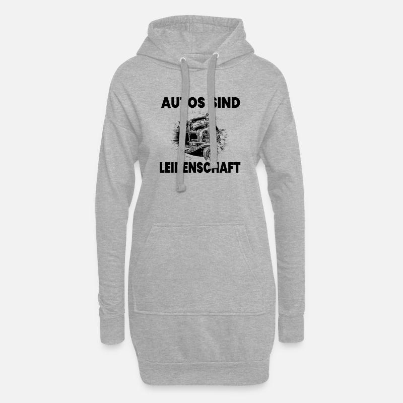 Auto - Hoodie-Kleid - Grau meliert