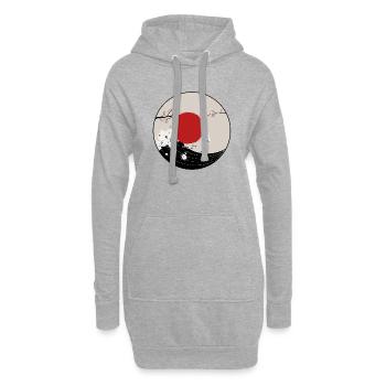 La grande vague - Sweat-shirt à capuche long Femme - gris chiné - Devant