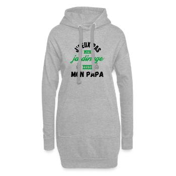 j peux pas j ai jardinage avec mon papa - Sweat-shirt à capuche long Femme - gris chiné - Devant