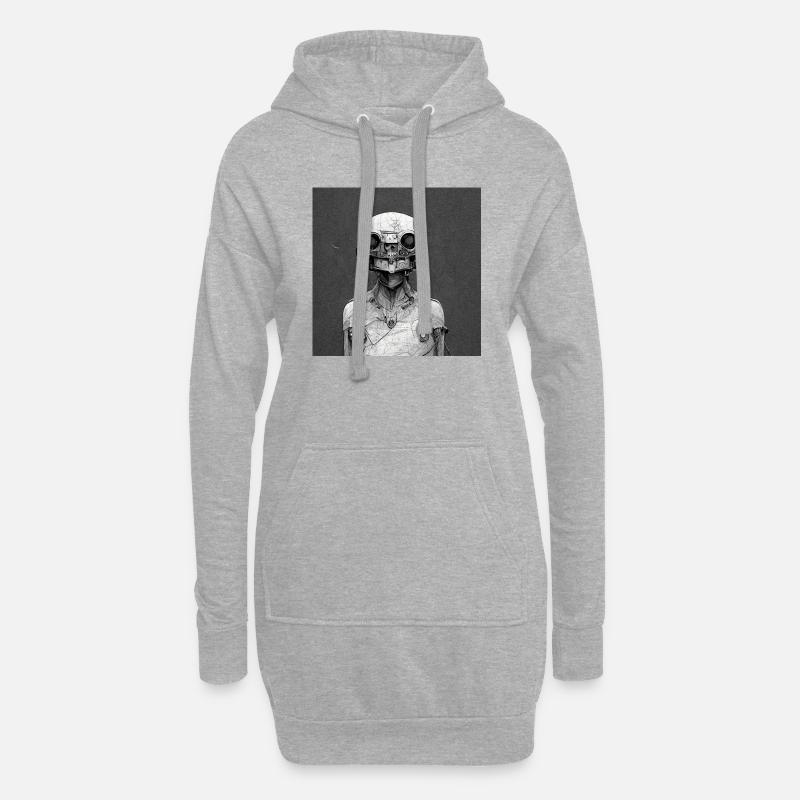 Halb Mensch Halb Roboter - Hoodie-Kleid - Grau meliert