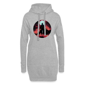 Guerrier du diable avec épée blanche - Sweat-shirt à capuche long Femme - gris chiné - Devant