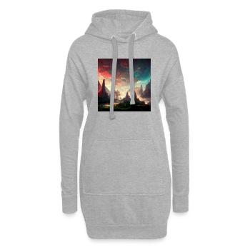 Paysage de style LoL - Sweat-shirt à capuche long Femme - gris chiné - Devant