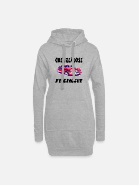 Auto - Hoodie-Kleid - Grau meliert