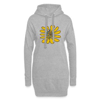 Gelbe Blütenwirbel Kontrast - Hoodie-Kleid - Grau meliert - Vorne