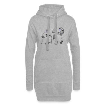 Chiens mignons avec arc - Sweat-shirt à capuche long Femme - gris chiné - Devant