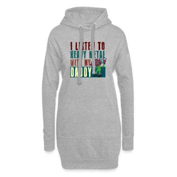 I listen to Heavy Metal with my Daddy - Hoodie-Kleid - Grau meliert - Vorne