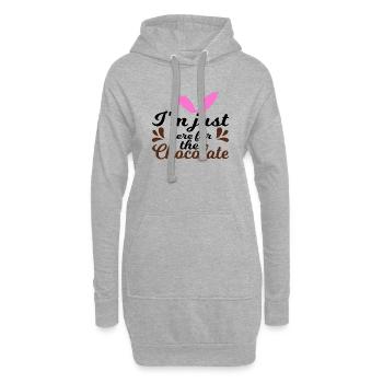 Je suis juste ici pour le chocolat - Sweat-shirt à capuche long Femme - gris chiné - Devant