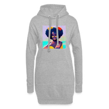 Schönes Afro -Mädchen Im Bikini - Hoodie-Kleid - Grau meliert - Vorne