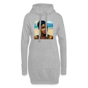 Belle femme des Caraïbes sur la plage Peinture - Sweat-shirt à capuche long Femme - gris chiné - Devant