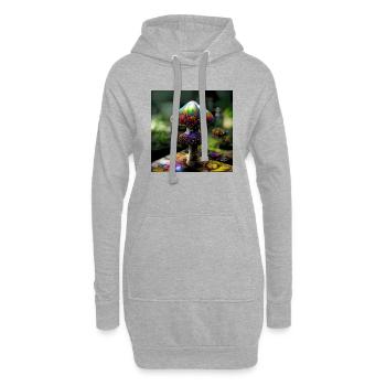 Peinture aux champignons magiques - Sweat-shirt à capuche long Femme - gris chiné - Devant