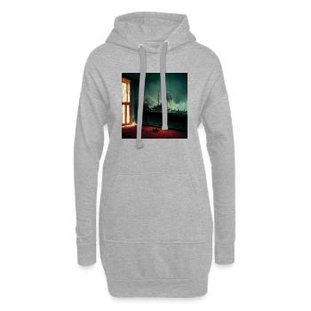 Krieg - Stadt Bombardiert, Blick Vom Balkon - Hoodie-Kleid - Grau meliert - Vorne