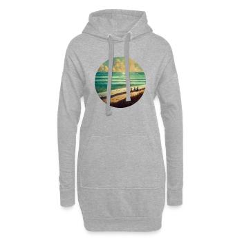 Phare de plage familial - Sweat-shirt à capuche long Femme - gris chiné - Devant