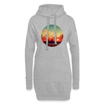 Vintage sunset City Painting - Hoodie-Kleid - Grau meliert - Vorne